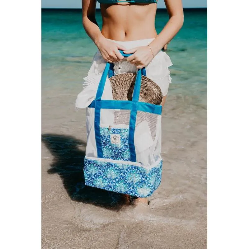 2-in-1 Insulated Beach Cooler and Carry Bag Peacocks