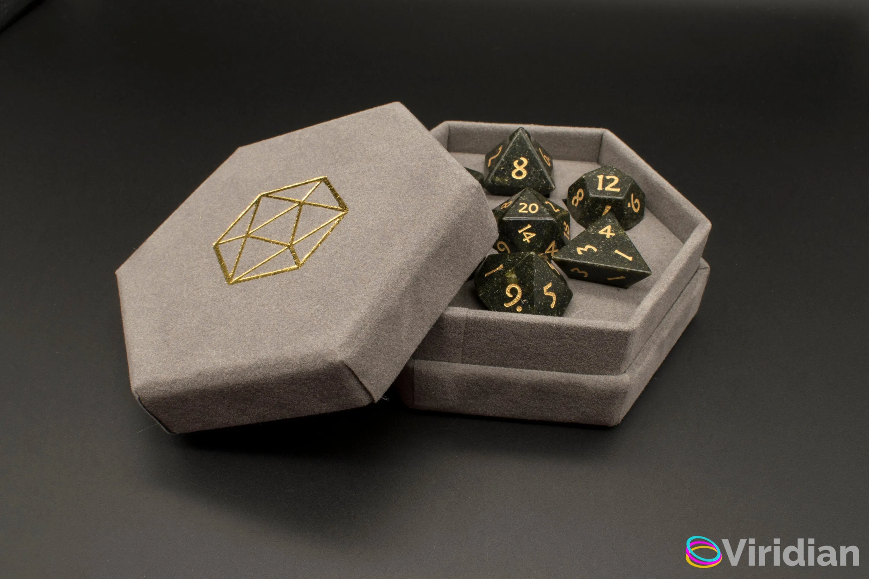 Algae Stone | Real Gemstone Dice Set (7) | Dungeons and Dragons (DnD) | Tabletop RPG Gaming