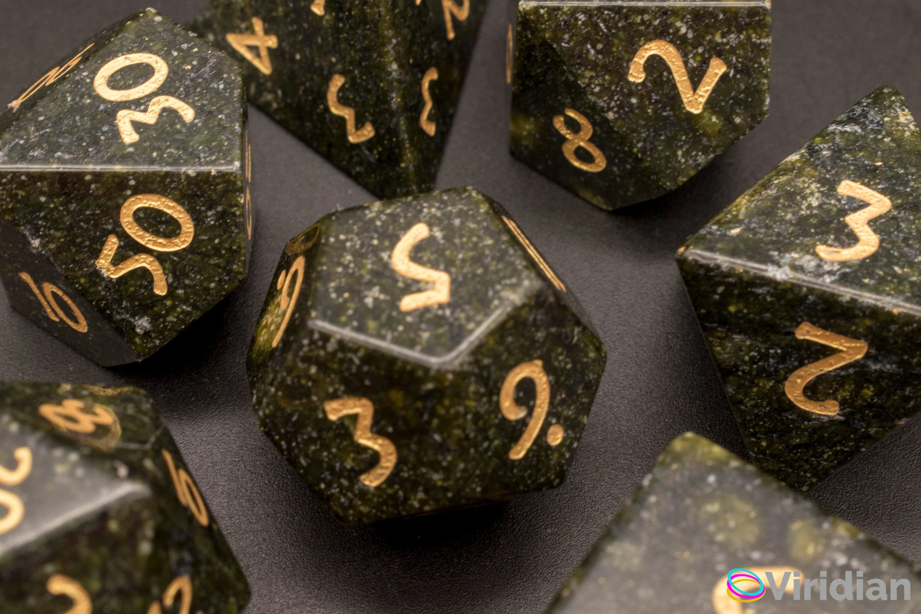 Algae Stone | Real Gemstone Dice Set (7) | Dungeons and Dragons (DnD) | Tabletop RPG Gaming