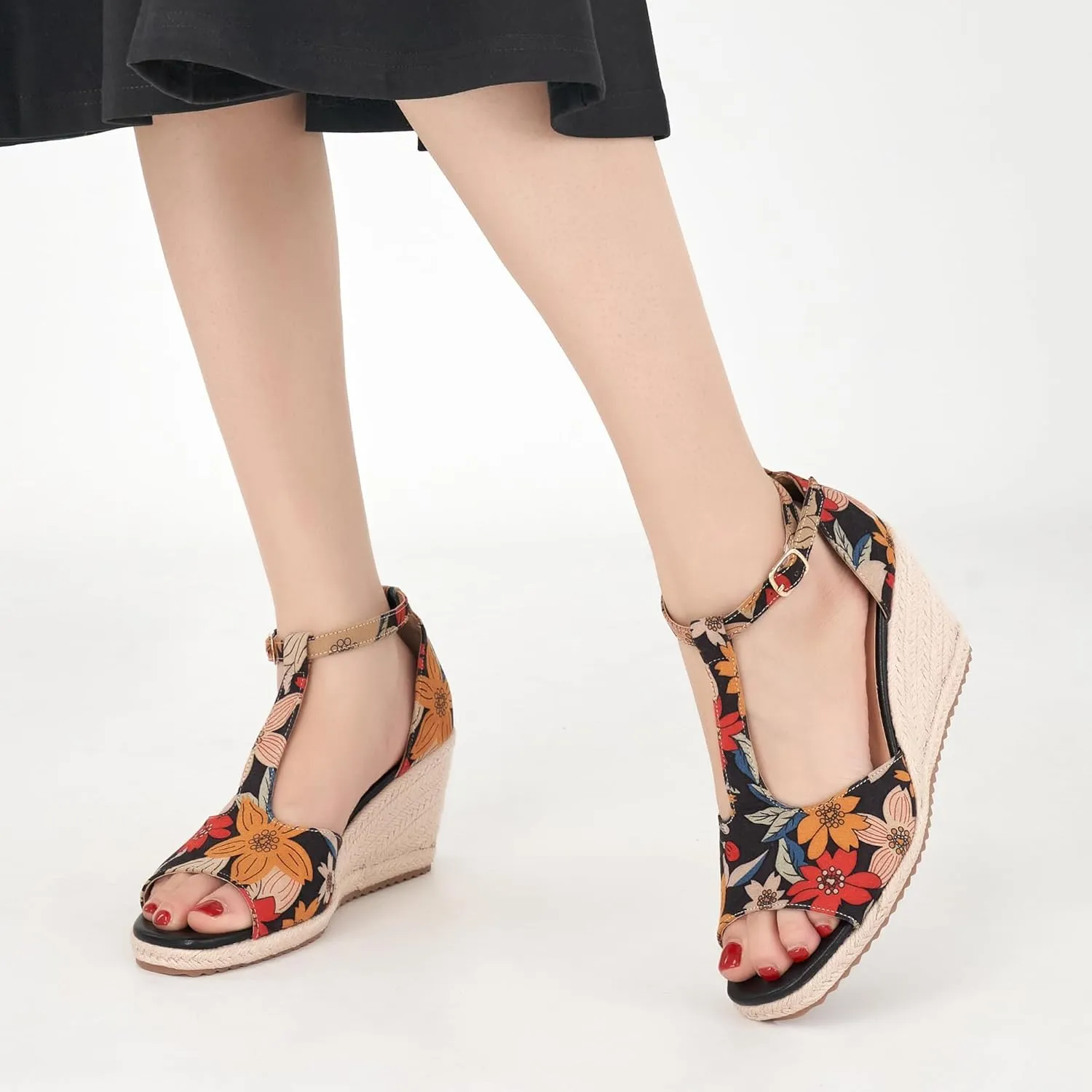 Alicegana Sandals for Women 2025 Wedges Heels Dressy Summer Open Toe Platforms Shoes Comfortable Walking Sandal