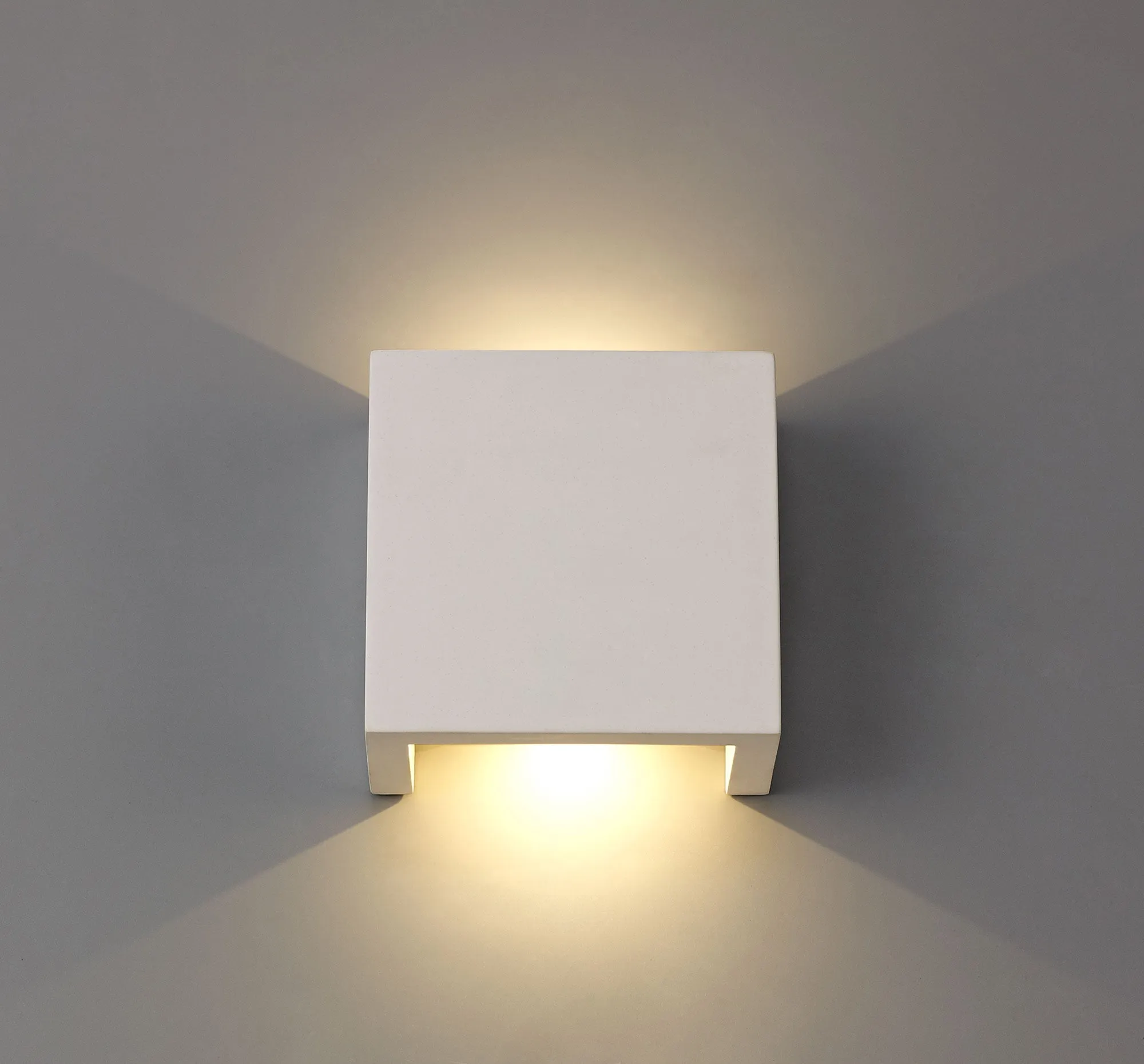Alina Square Wall Lamp, 6.5W LED, 3000K, 592lm, White Paintable Gypsum, 3yrs Warranty