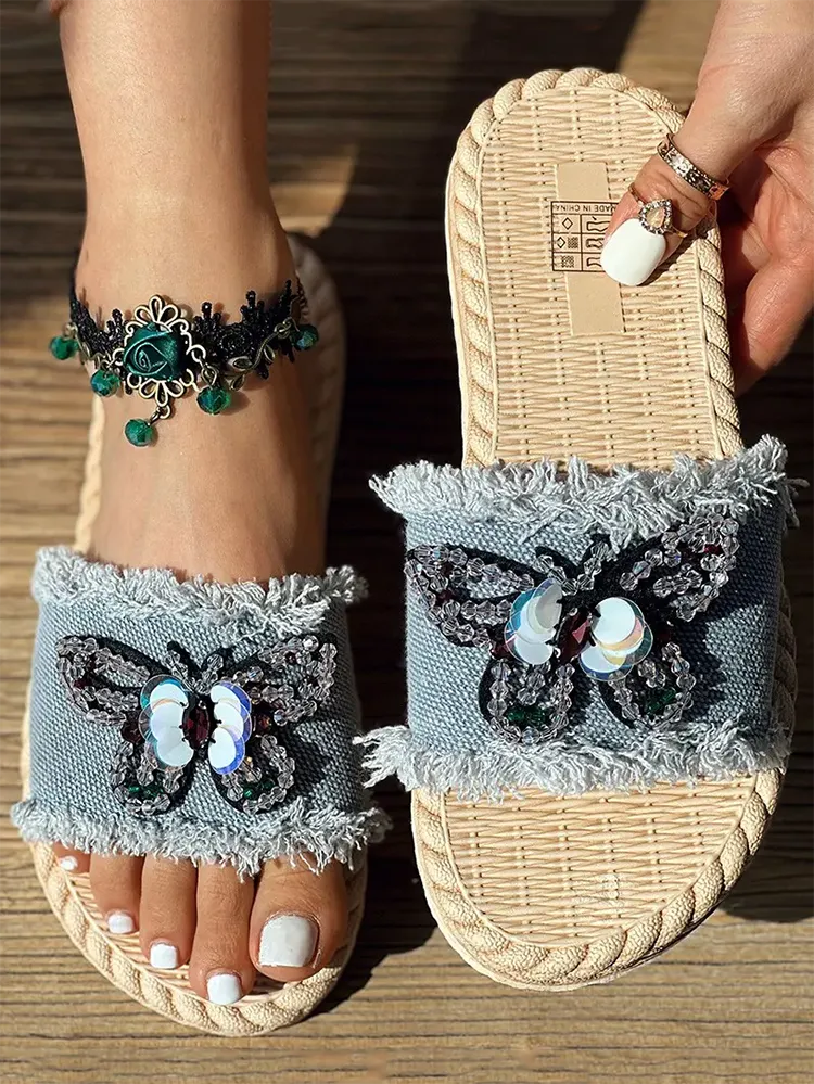 Amozae-Denim Strap Beach Sandals