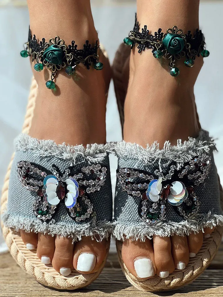 Amozae-Denim Strap Beach Sandals