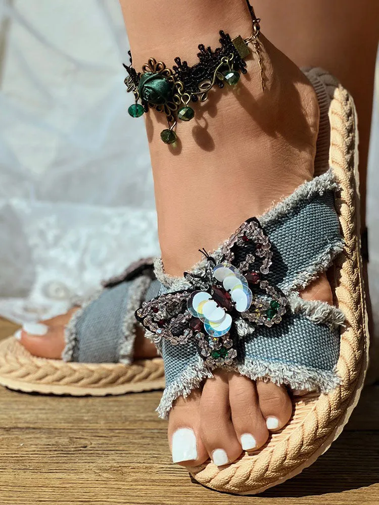 Amozae-Denim Strap Beach Sandals