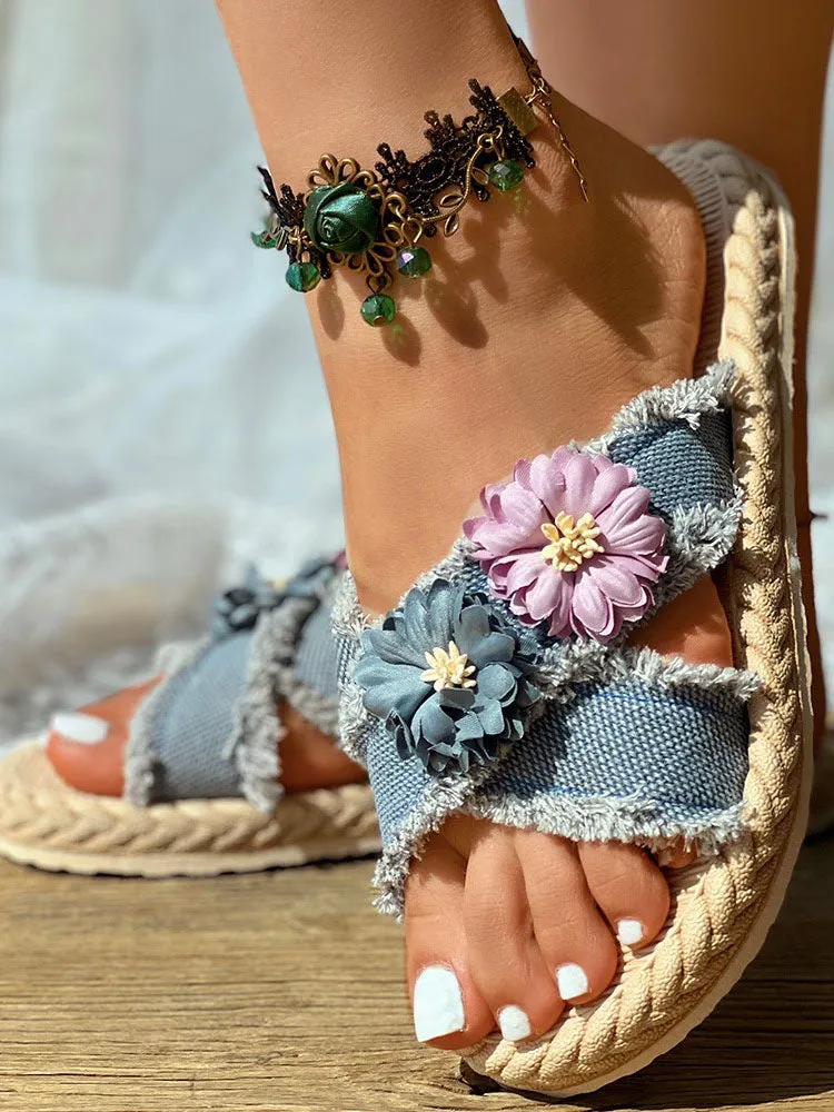 Amozae-Denim Strap Beach Sandals
