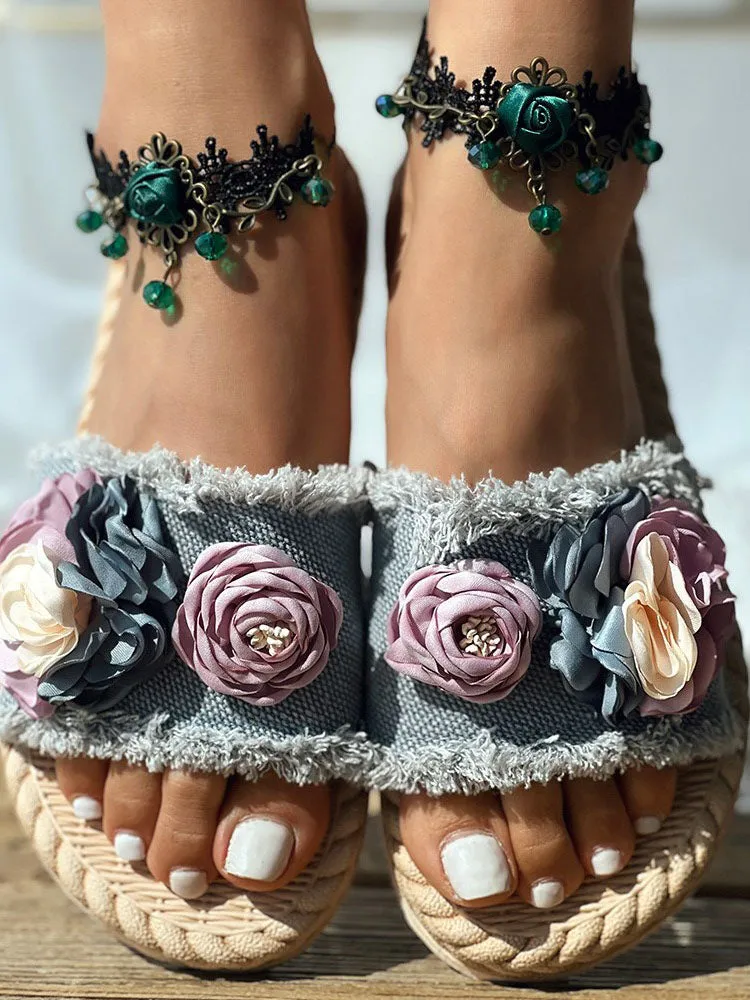 Amozae-Denim Strap Beach Sandals