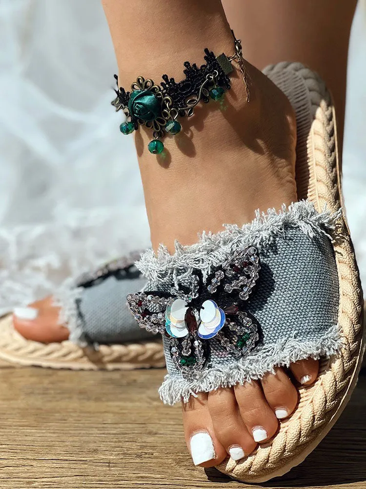 Amozae-Denim Strap Beach Sandals
