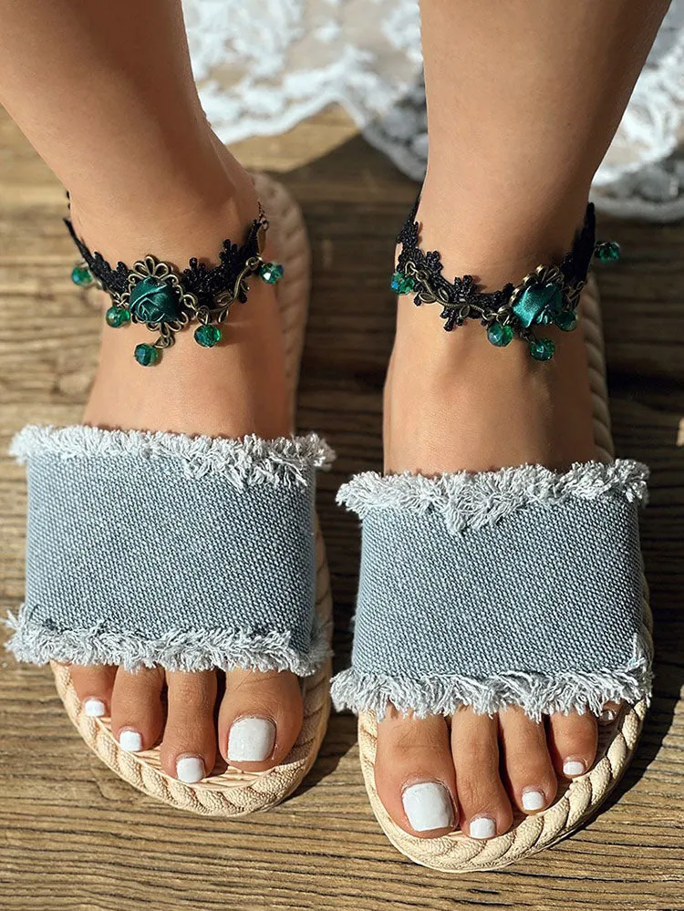 Amozae-Denim Strap Beach Sandals