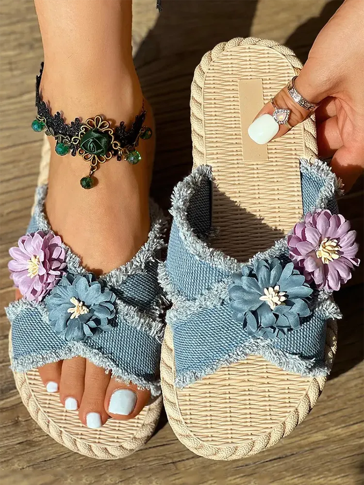 Amozae-Denim Strap Beach Sandals