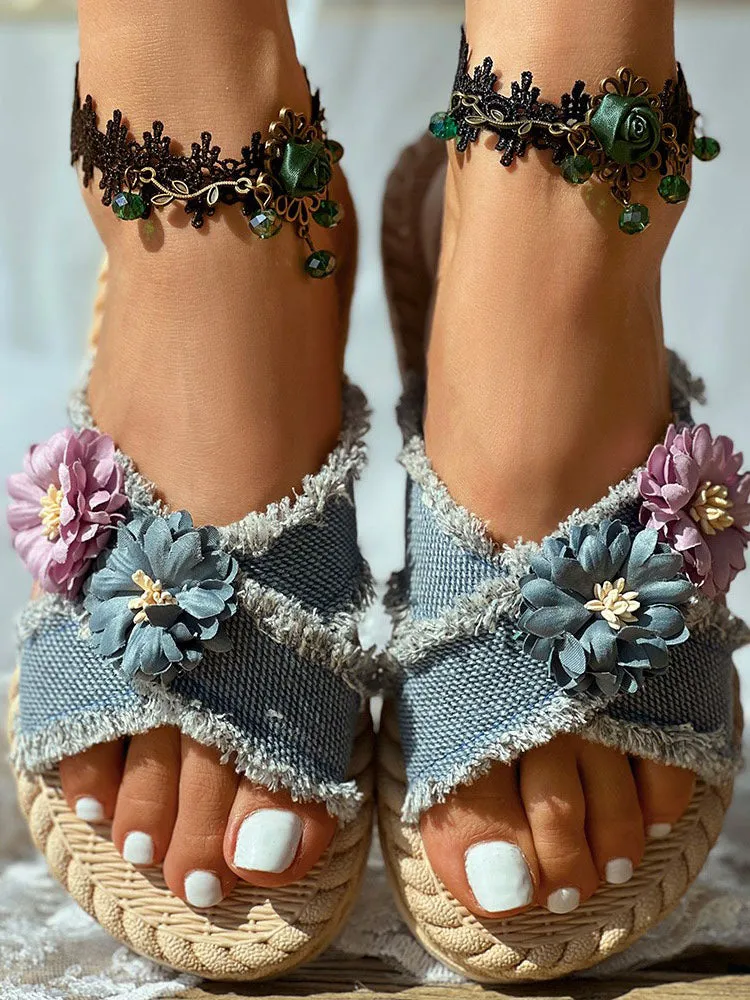 Amozae-Denim Strap Beach Sandals