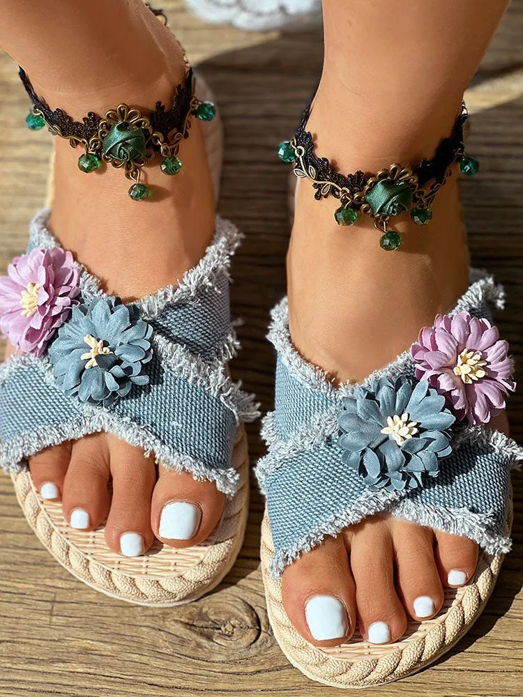 Amozae-Denim Strap Beach Sandals