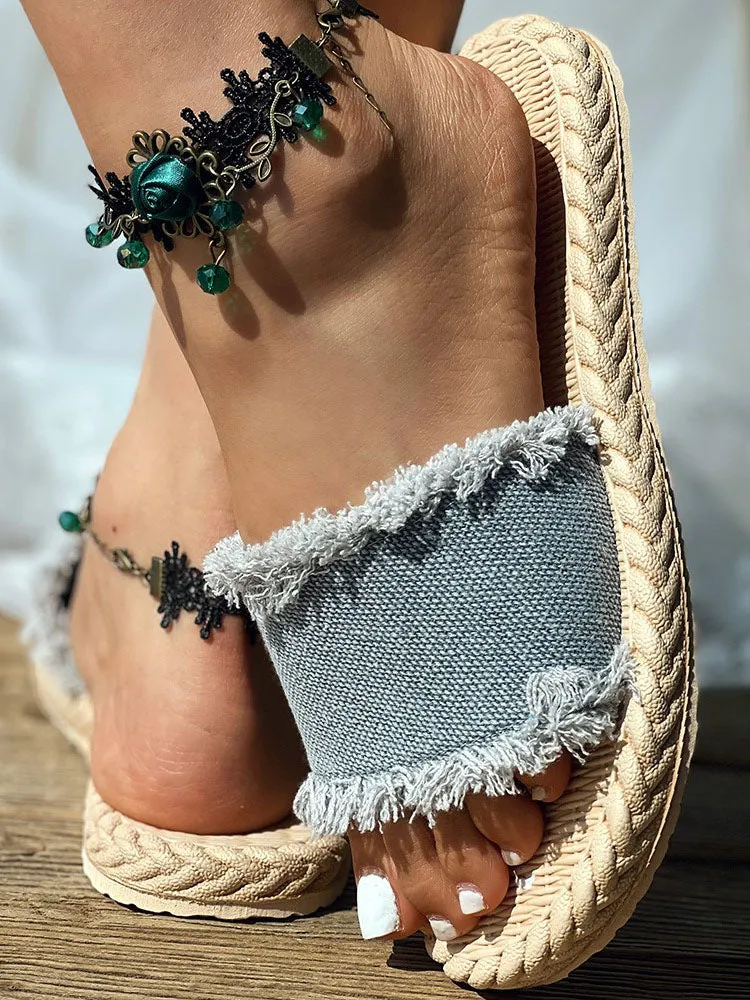 Amozae-Denim Strap Beach Sandals
