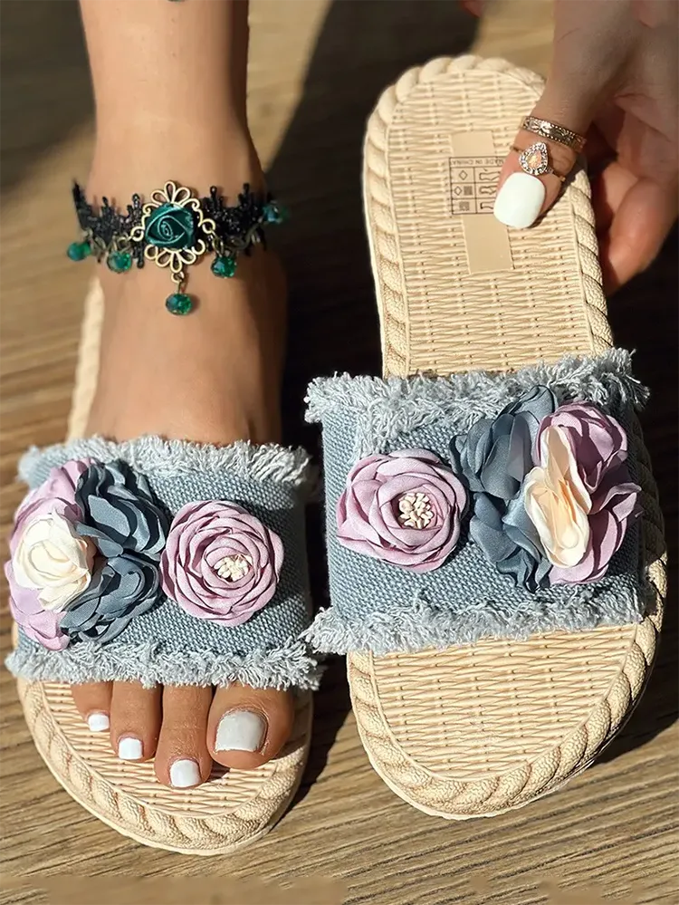 Amozae-Denim Strap Beach Sandals