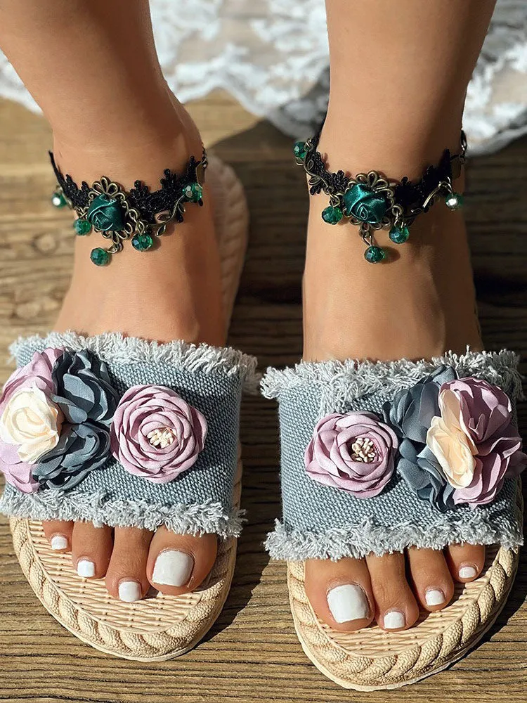 Amozae-Denim Strap Beach Sandals