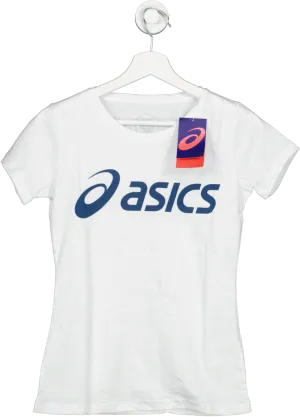 asics Big Logo Tee White / Blue BNWT UK XS