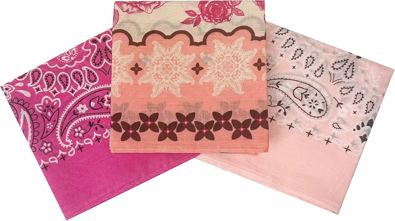 Bandanas for Women and Men??3 Pack Super Soft Thin 60s Preium Cotton 22 inch Handkerchiefs