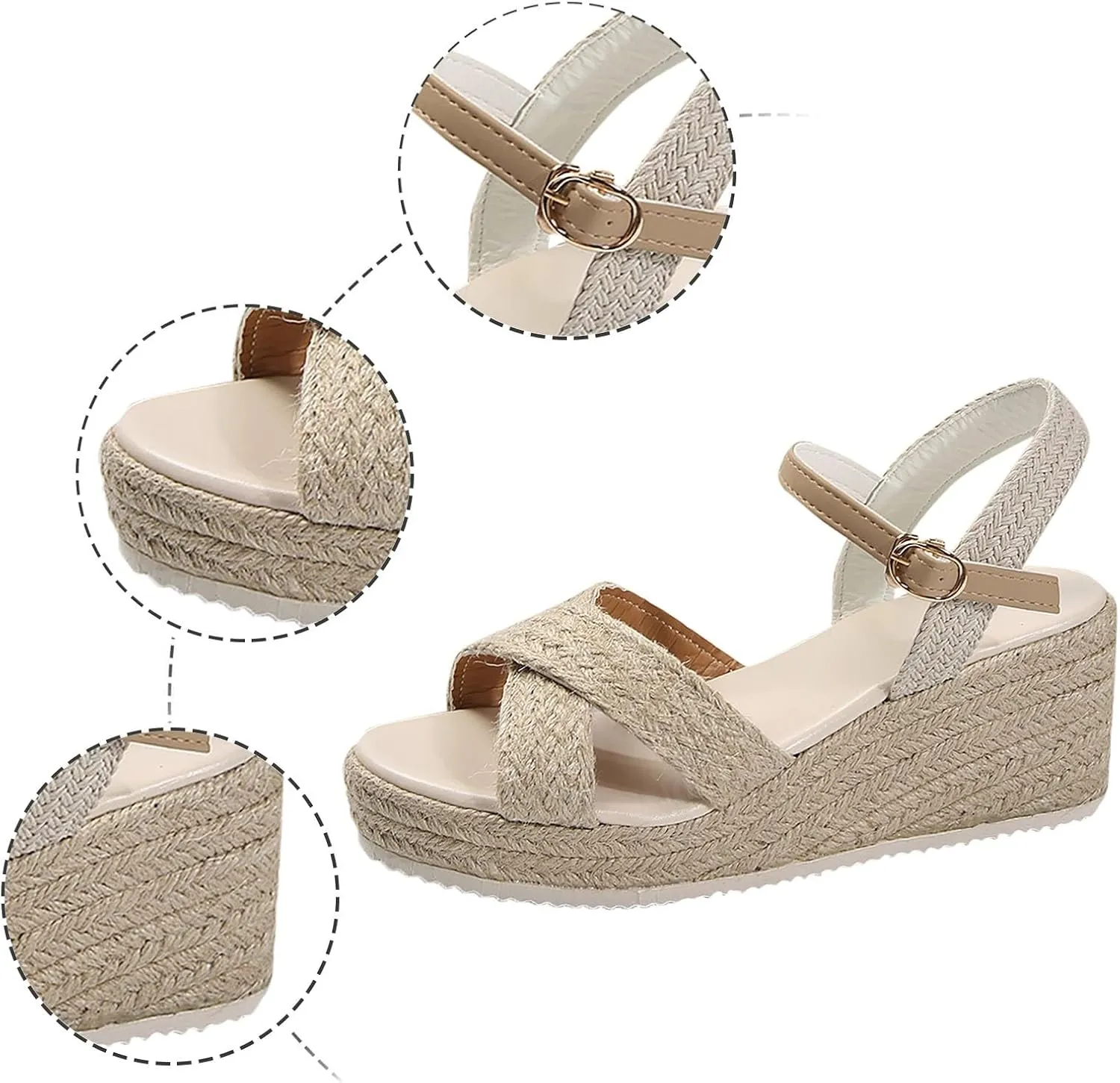 Beach Sandals for Women Open Toe Espadrilles Wedges Ankle Strap Platform Sandal Comfortable Walking Dressy Shoes