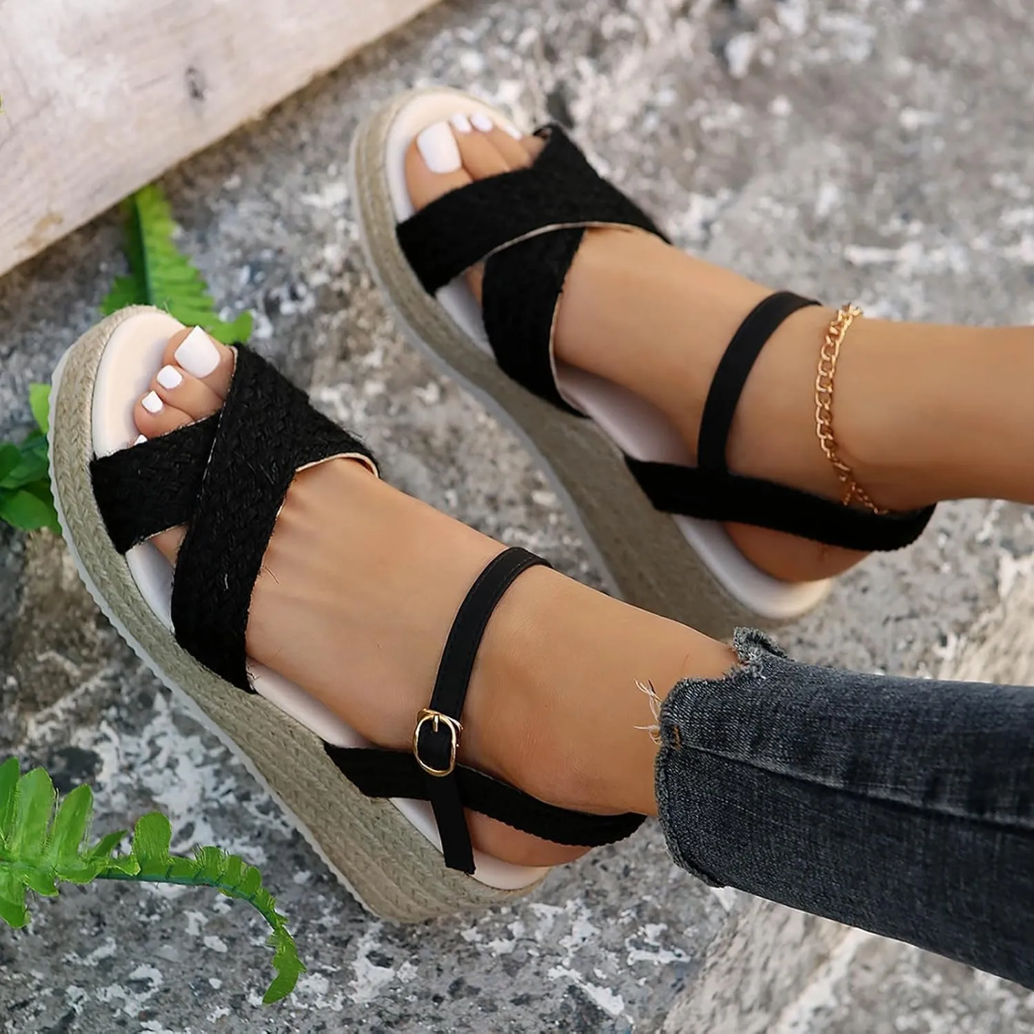 Beach Sandals for Women Open Toe Espadrilles Wedges Ankle Strap Platform Sandal Comfortable Walking Dressy Shoes