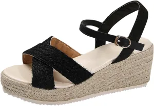 Beach Sandals for Women Open Toe Espadrilles Wedges Ankle Strap Platform Sandal Comfortable Walking Dressy Shoes
