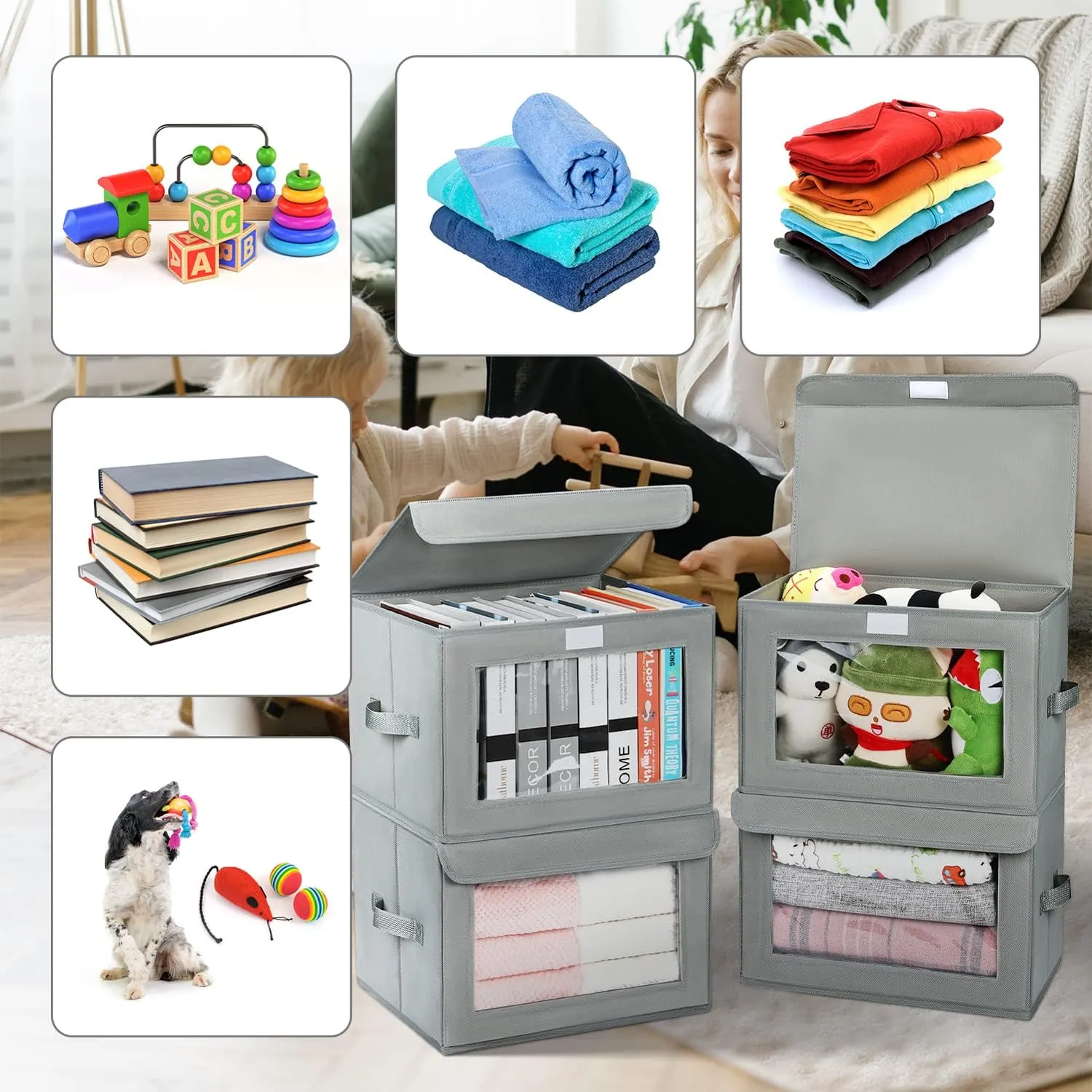 Blushbees® 4-Pack Storage Bins with Handles and Lids - PACK OF 4