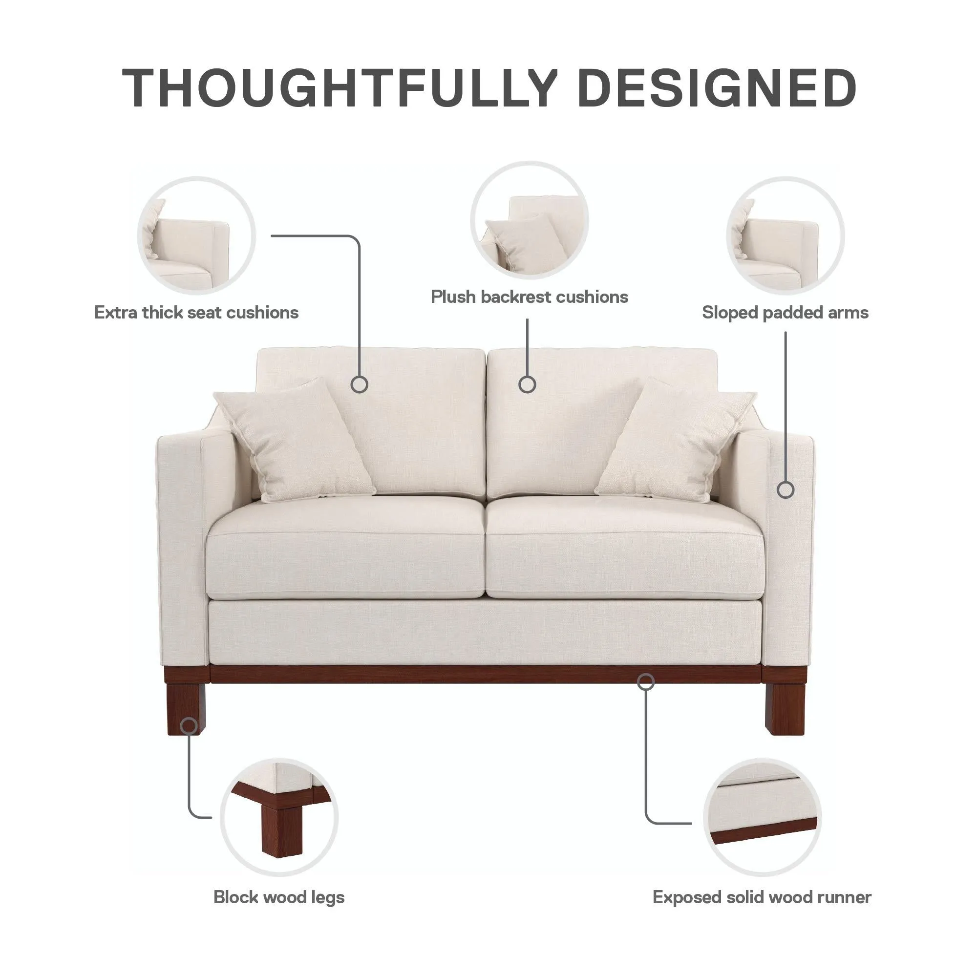 Brooklyn Upholstered Wood Base Loveseat