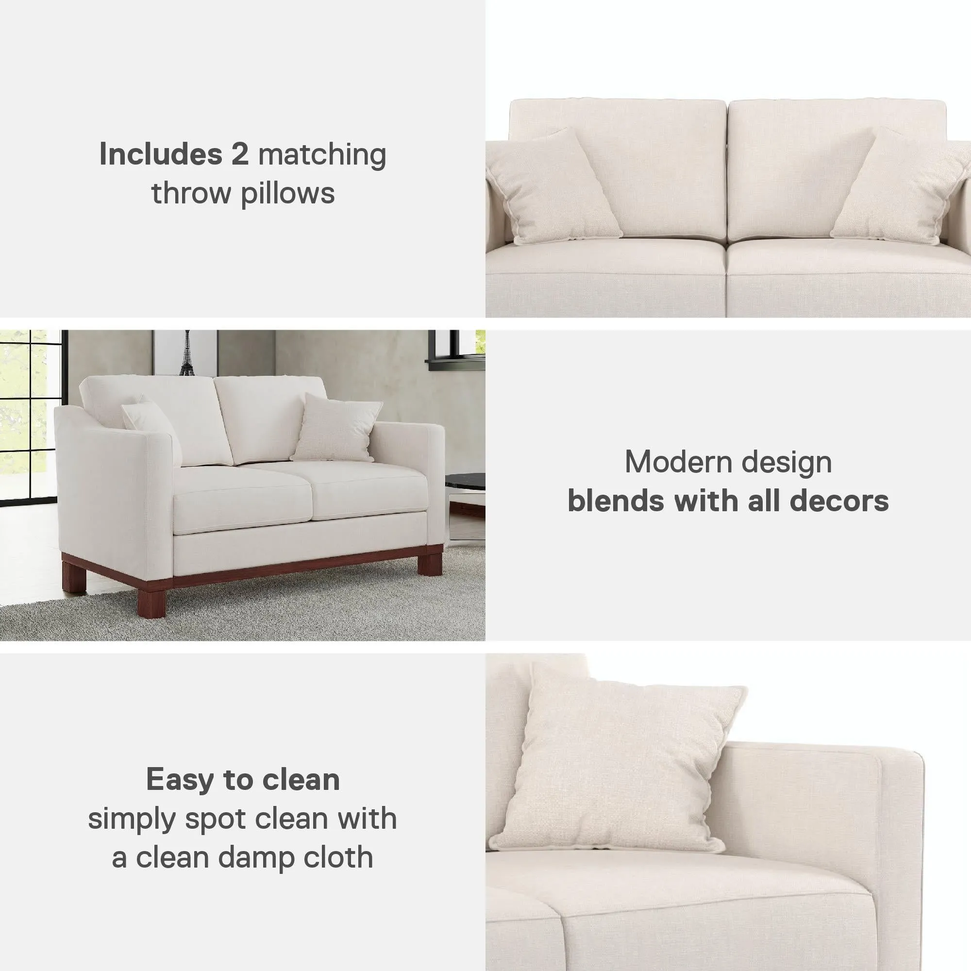 Brooklyn Upholstered Wood Base Loveseat