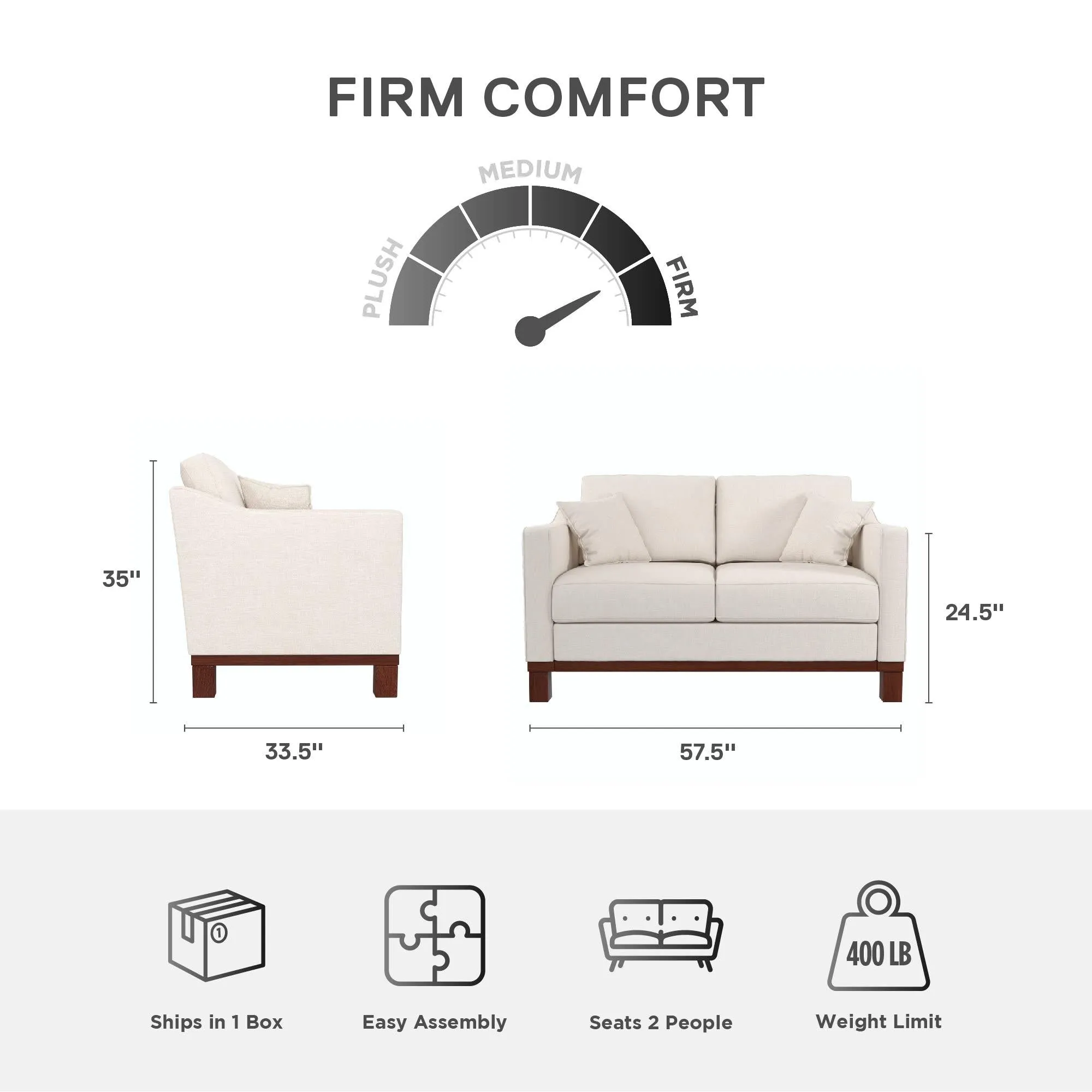 Brooklyn Upholstered Wood Base Loveseat