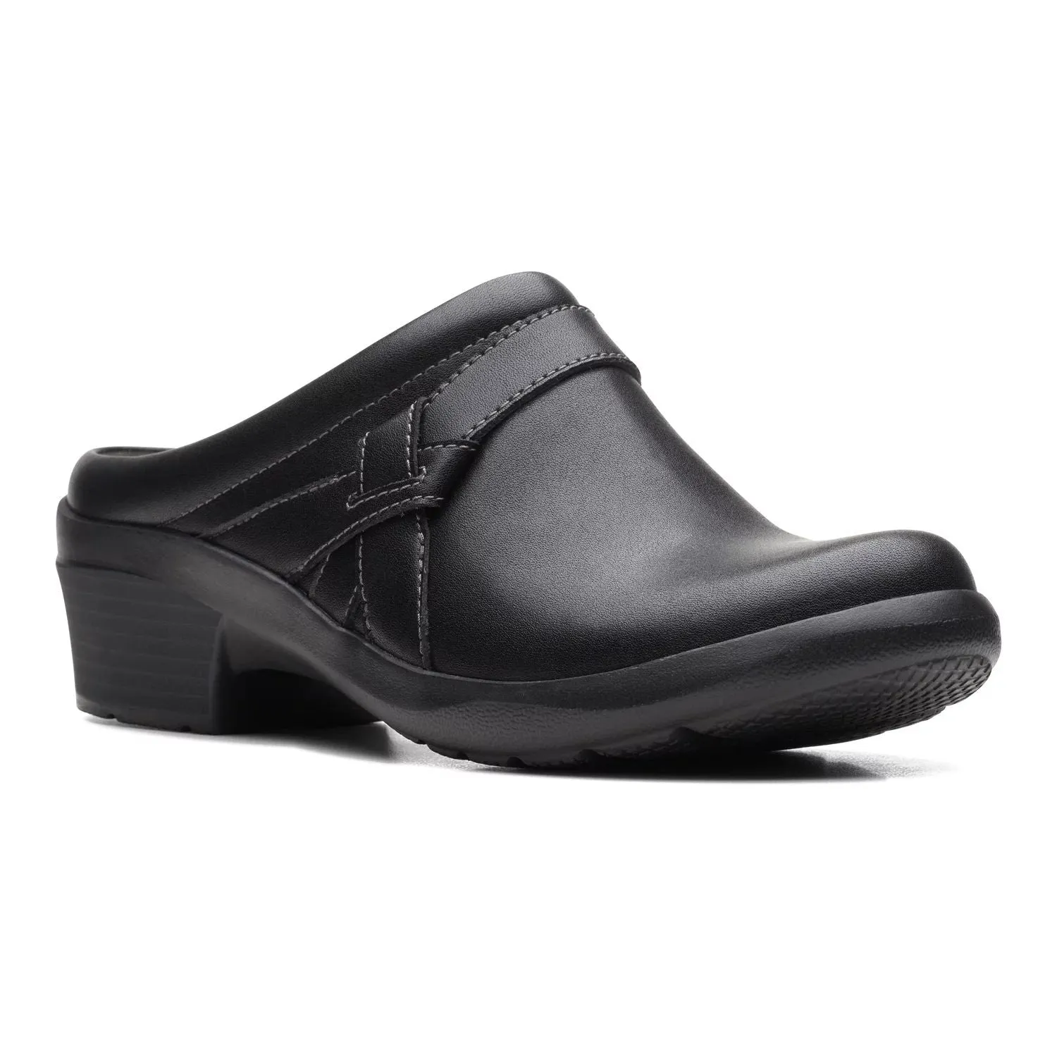 Clarks Angie Mist Clarks Women's Leather Clogs, Black
