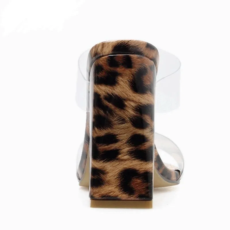 Clear Plastic Animal Print Mules