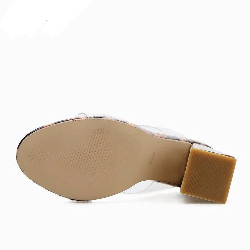 Clear Plastic Animal Print Mules
