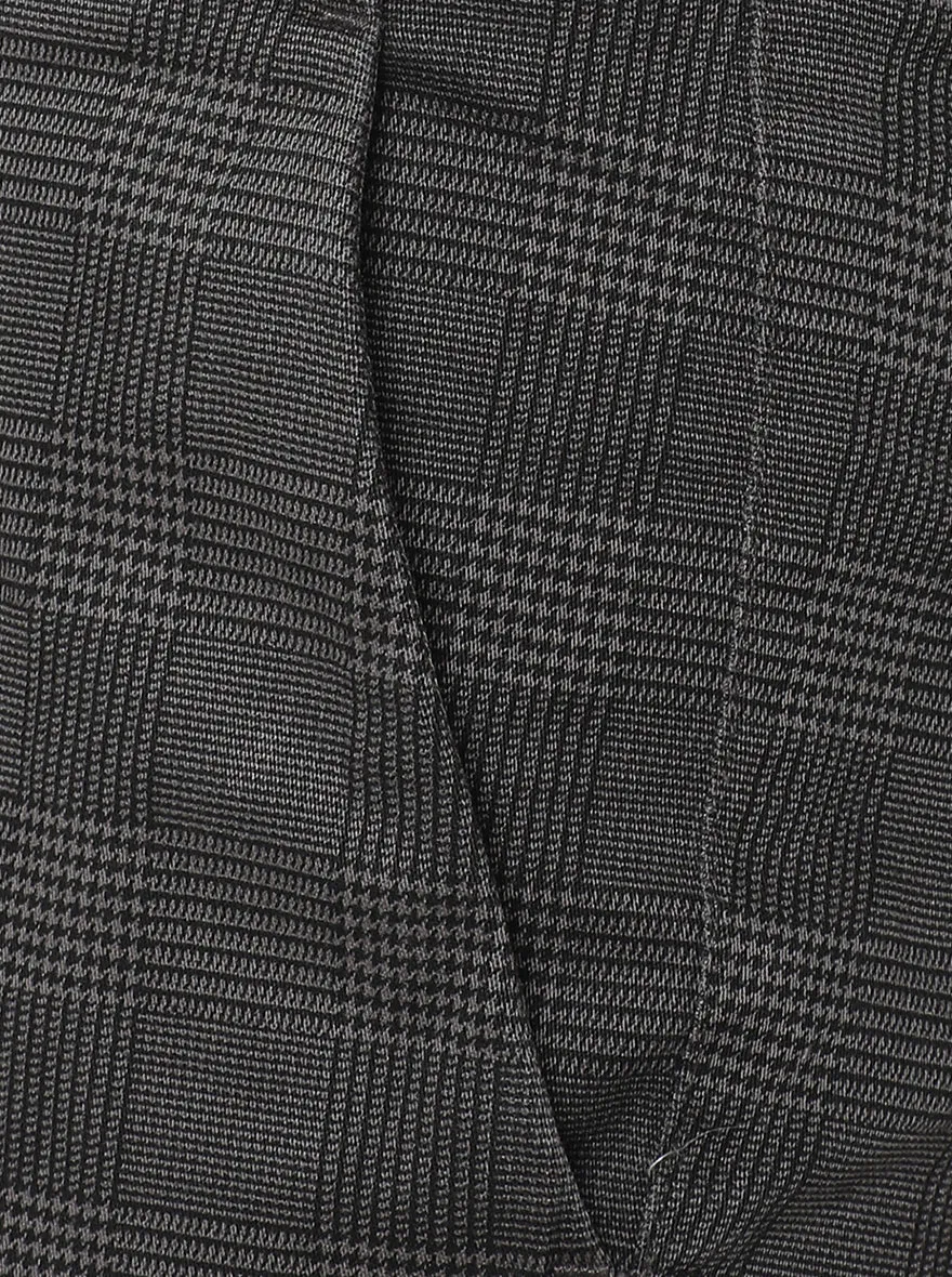 Dark Grey Checked Uno Fit Casual Trouser | JadeBlue