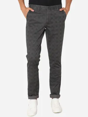 Dark Grey Checked Uno Fit Casual Trouser | JadeBlue
