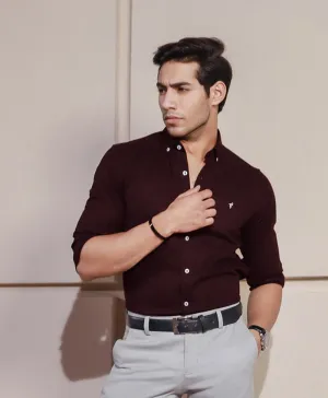 Dark Maroon Button Down Shirt (Slim / Modern Fit)