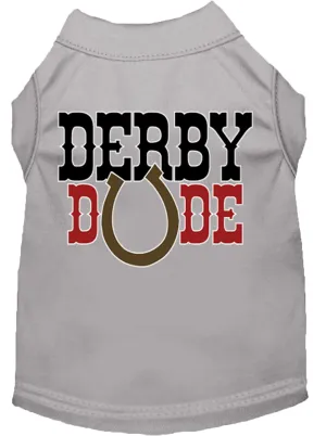 Derby Dude Screen Print Dog Shirt Grey Xl