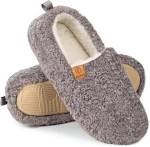 EverFoams Womens Soft Curly Full Slippers Memory Foam Lightweight House Shoes Cozy Loafer with Polar Fleece Lining