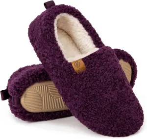 EverFoams Womens Soft Curly Full Slippers Memory Foam Lightweight House Shoes Cozy Loafer with Polar Fleece Lining