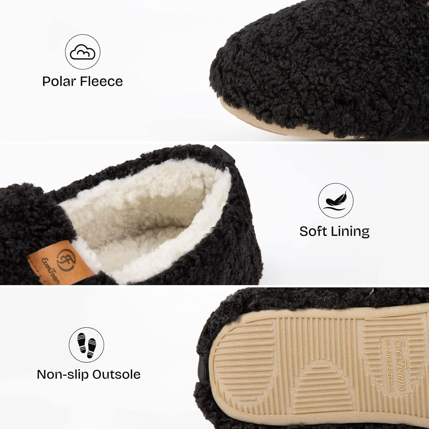 EverFoams Womens Soft Curly Full Slippers Memory Foam Lightweight House Shoes Cozy Loafer with Polar Fleece Lining