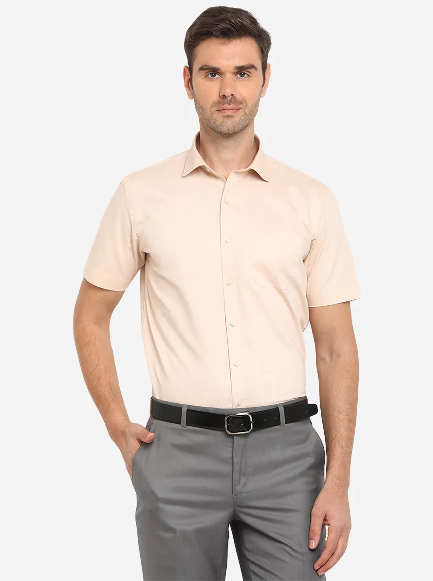 Fawn Beige Solid Regular Fit Formal Shirt | Greenfibre