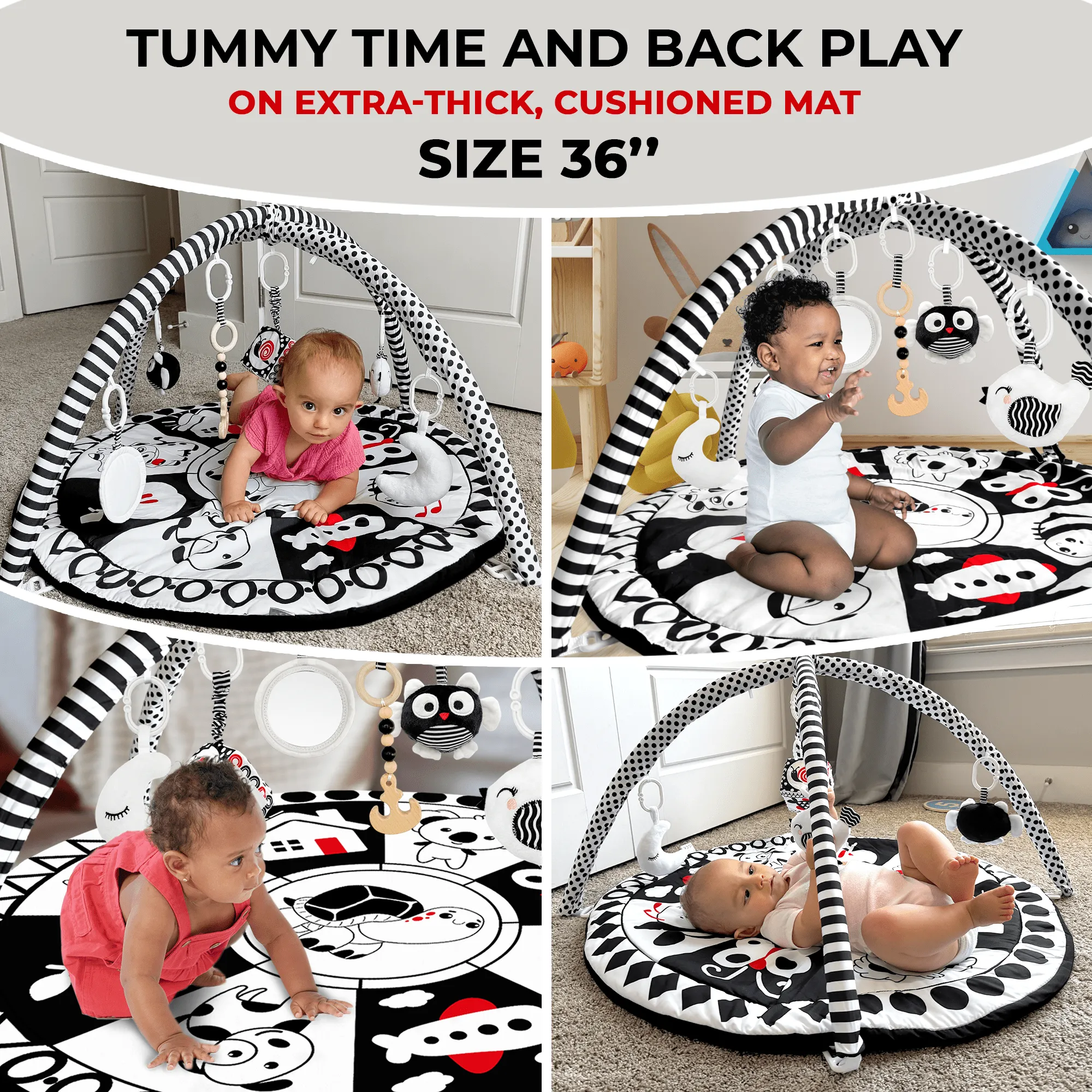 Floor Round Playmat for Babies | Super Soft Black&White