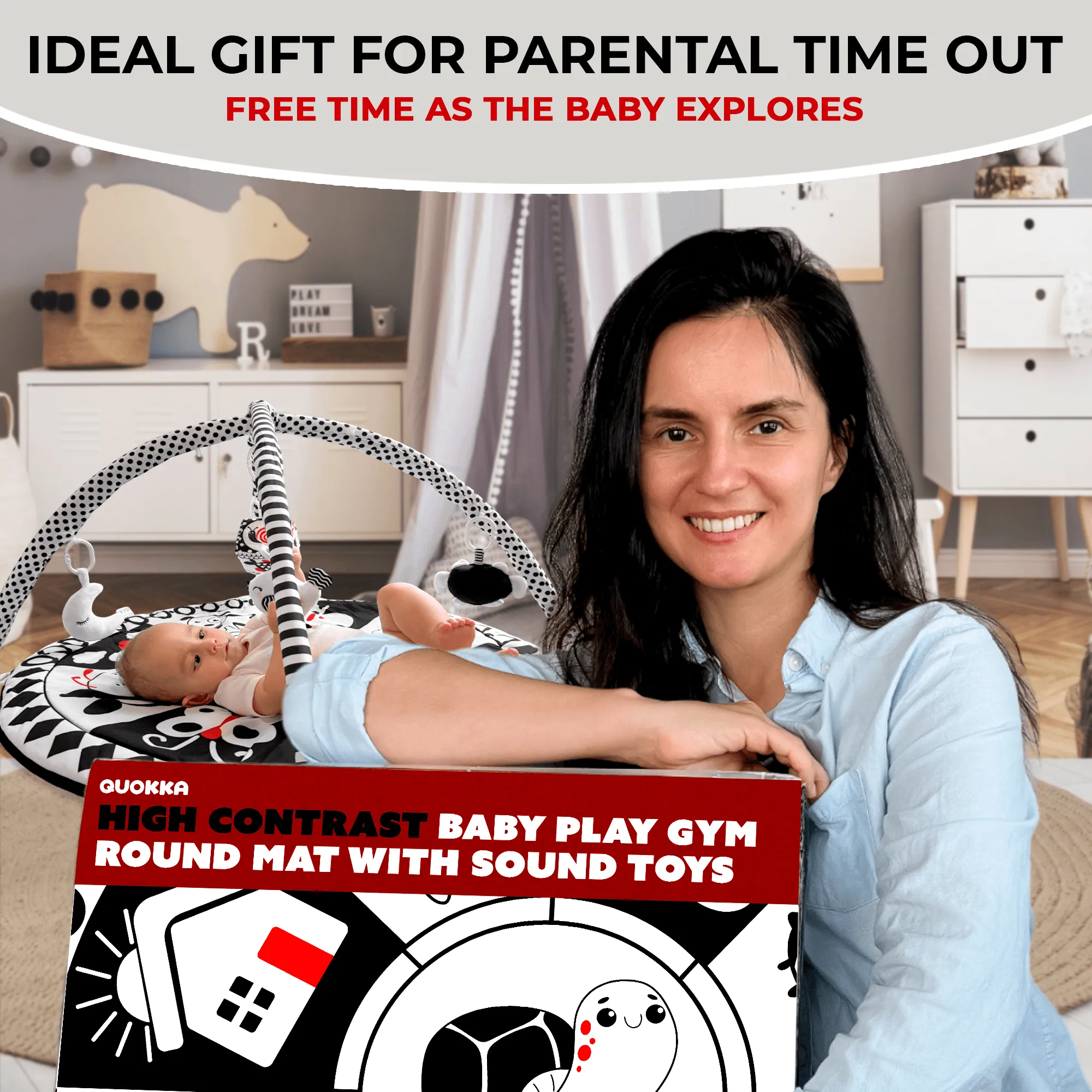 Floor Round Playmat for Babies | Super Soft Black&White