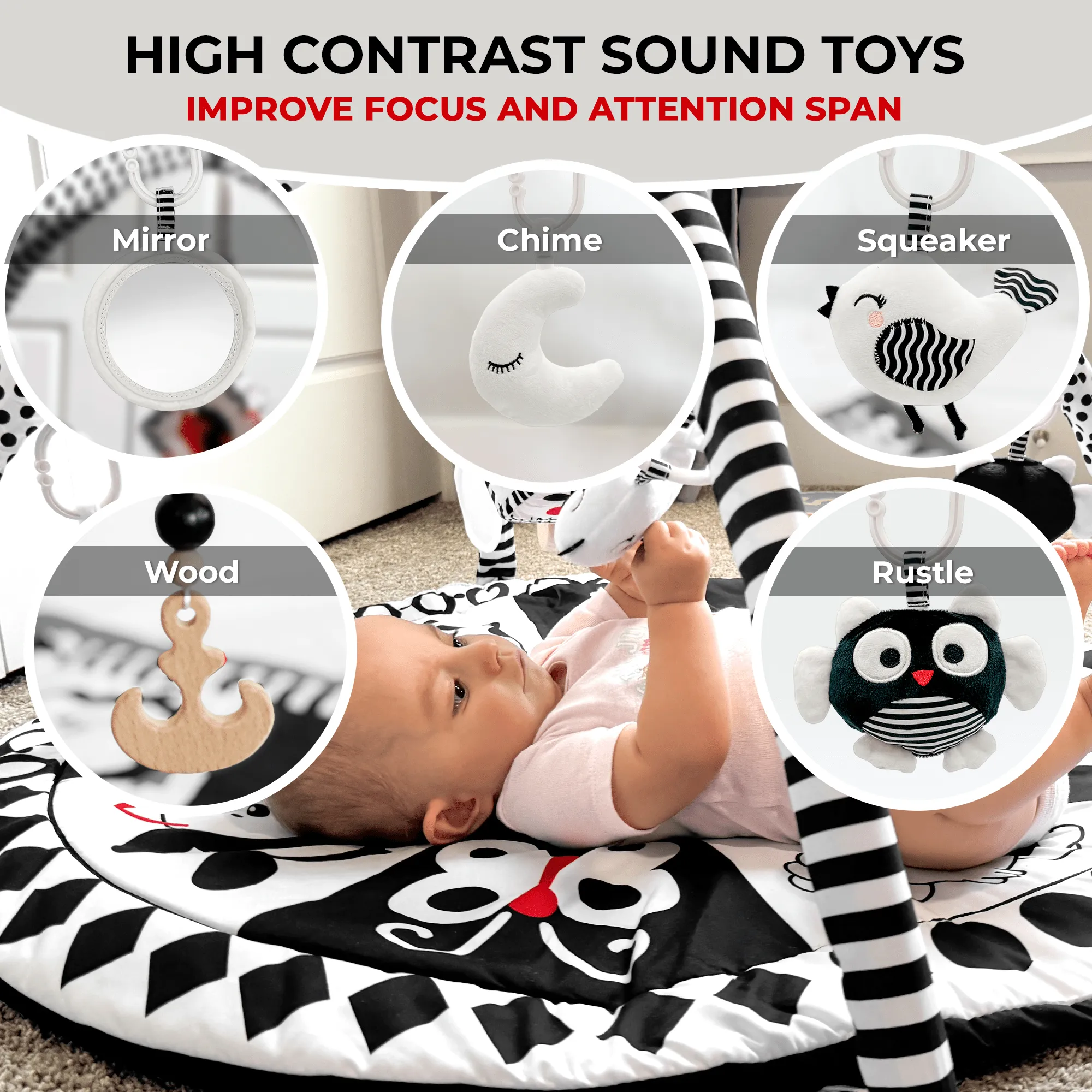 Floor Round Playmat for Babies | Super Soft Black&White