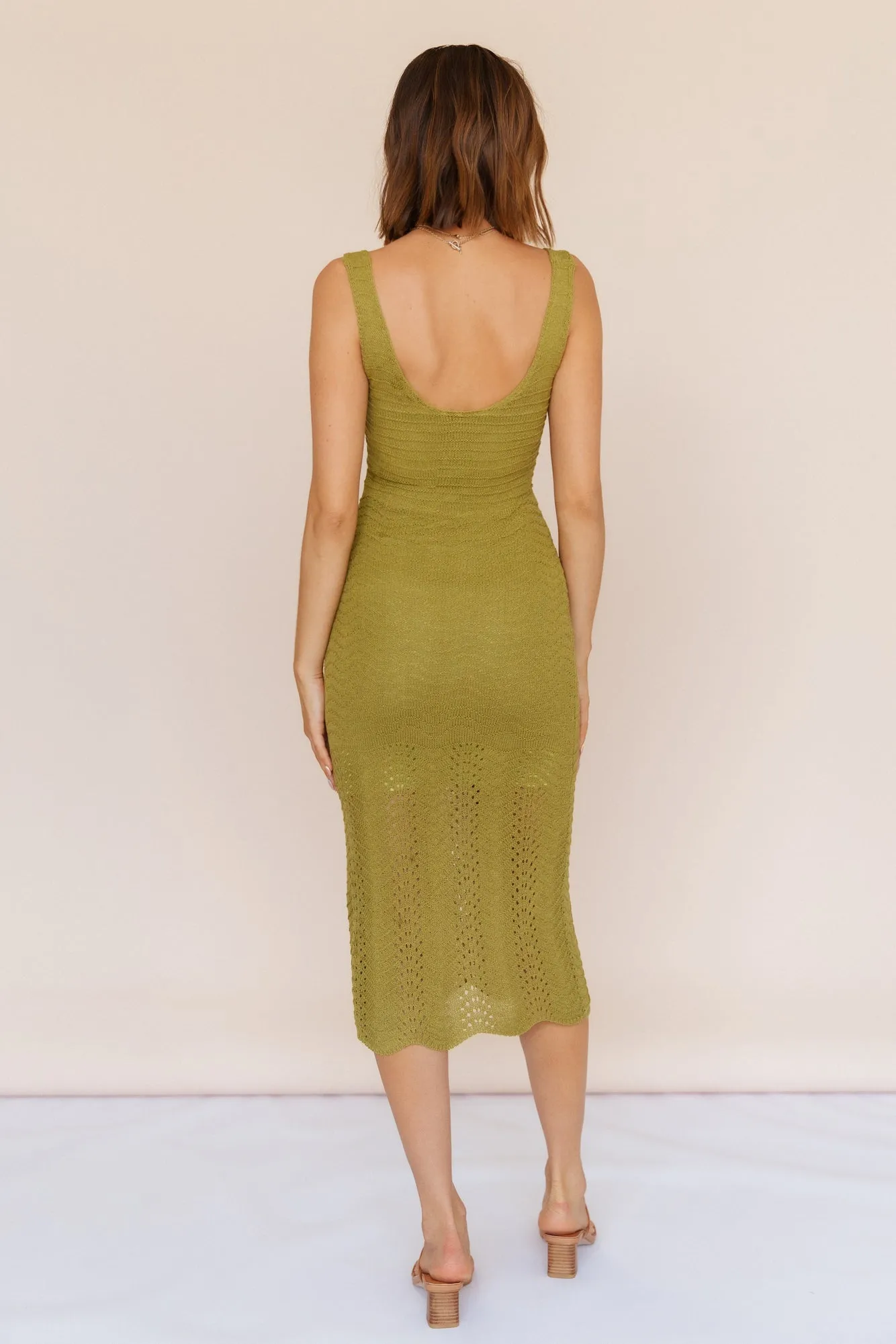 Flowing In Between Midi Dress Olive