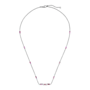 GC Link to Love 18ct White Gold Rubellite Baguette Necklace D