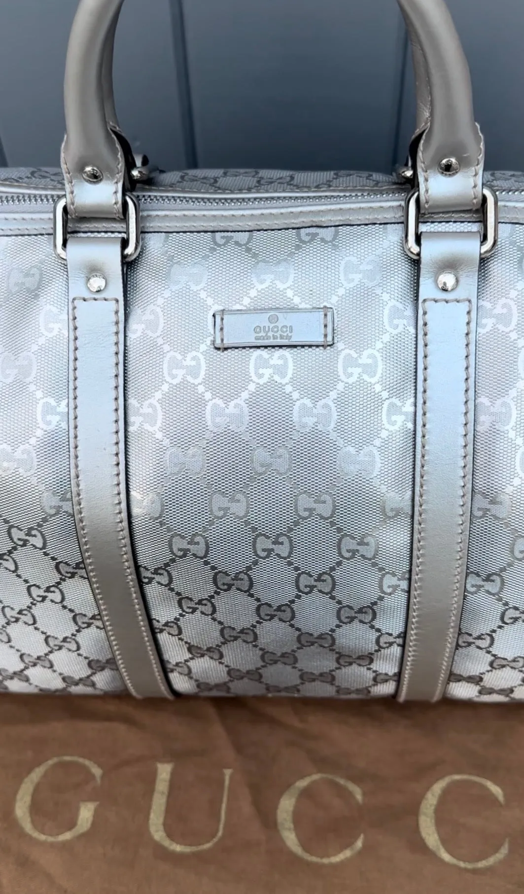 GUCCI GG Silver Medium Joy Boston Bag