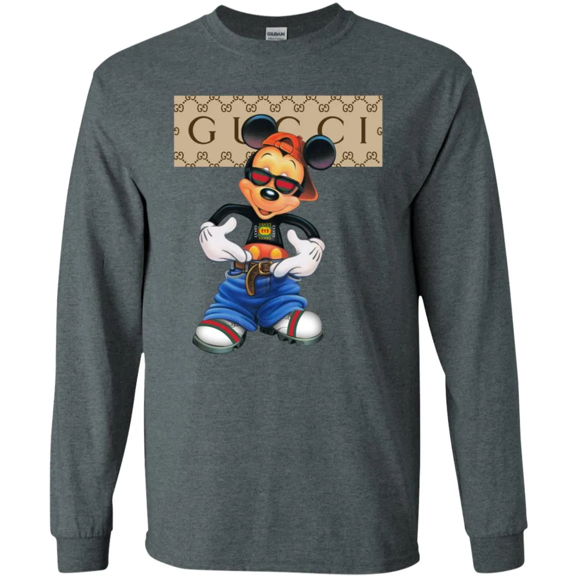 Gucci Logo Shirt Mickey Mouse T-shirt Men Long Sleeve Shirt
