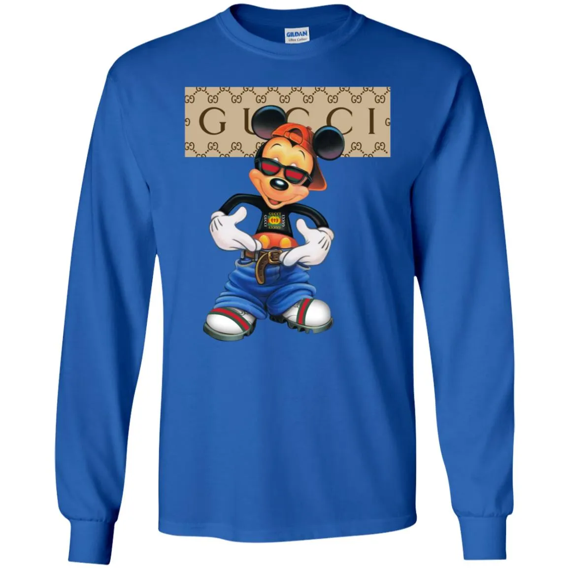 Gucci Logo Shirt Mickey Mouse T-shirt Men Long Sleeve Shirt