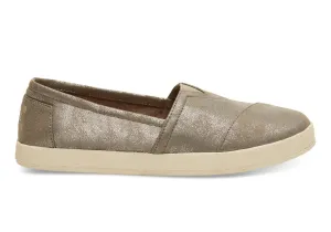 Gunmetal Metallic Synthetic Leather Women's Avalon Slip-ons