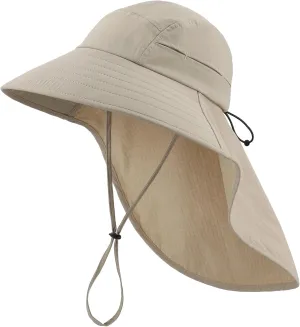 Home Prefer UPF 80  Sun Hat for Men Women Wide Brim Sun Hat with Neck Flap Summer Safari UV Protection Gardening Fishing Hat