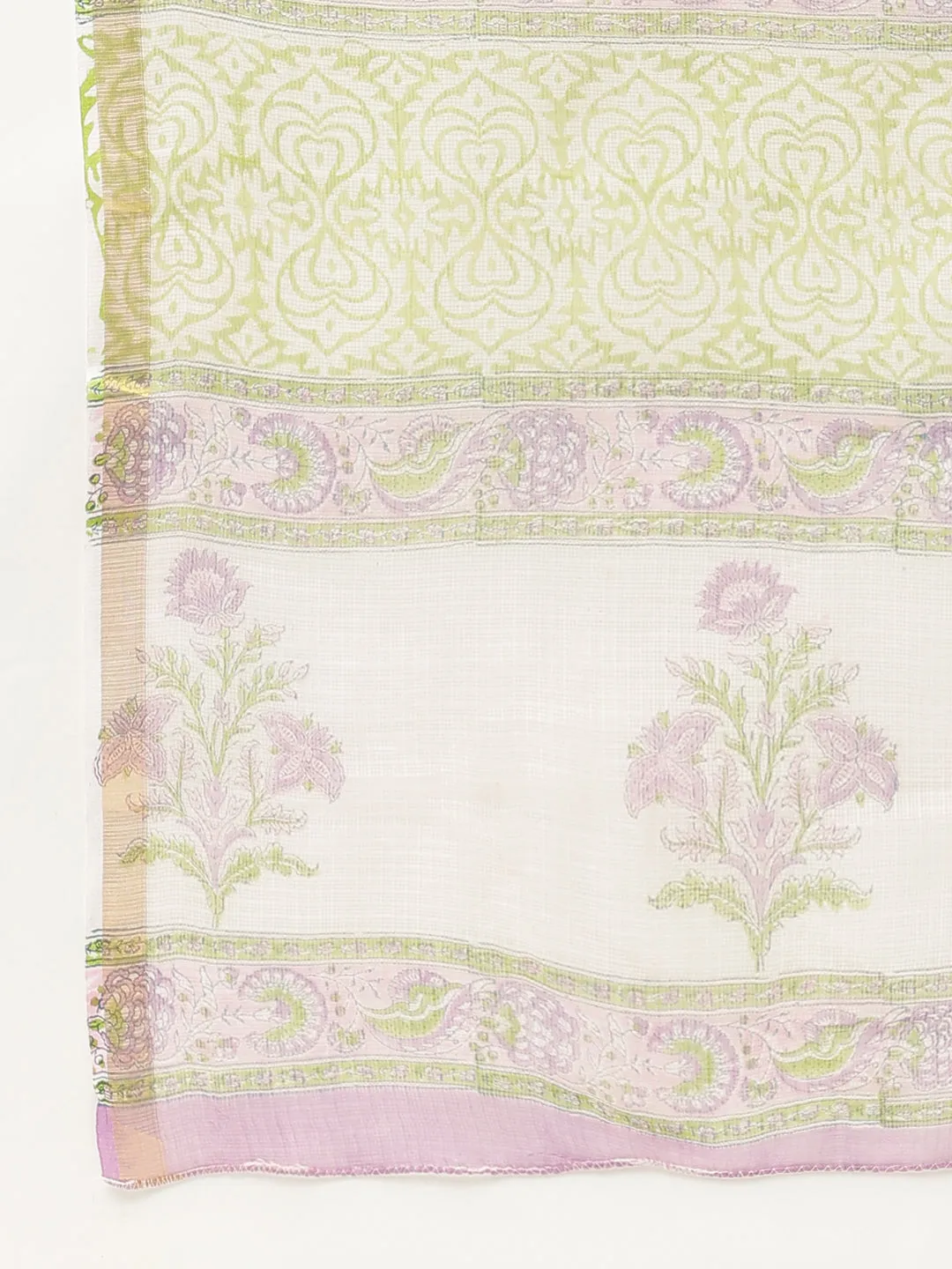 Jashvi Purple HandBlock Kota Doria Saree