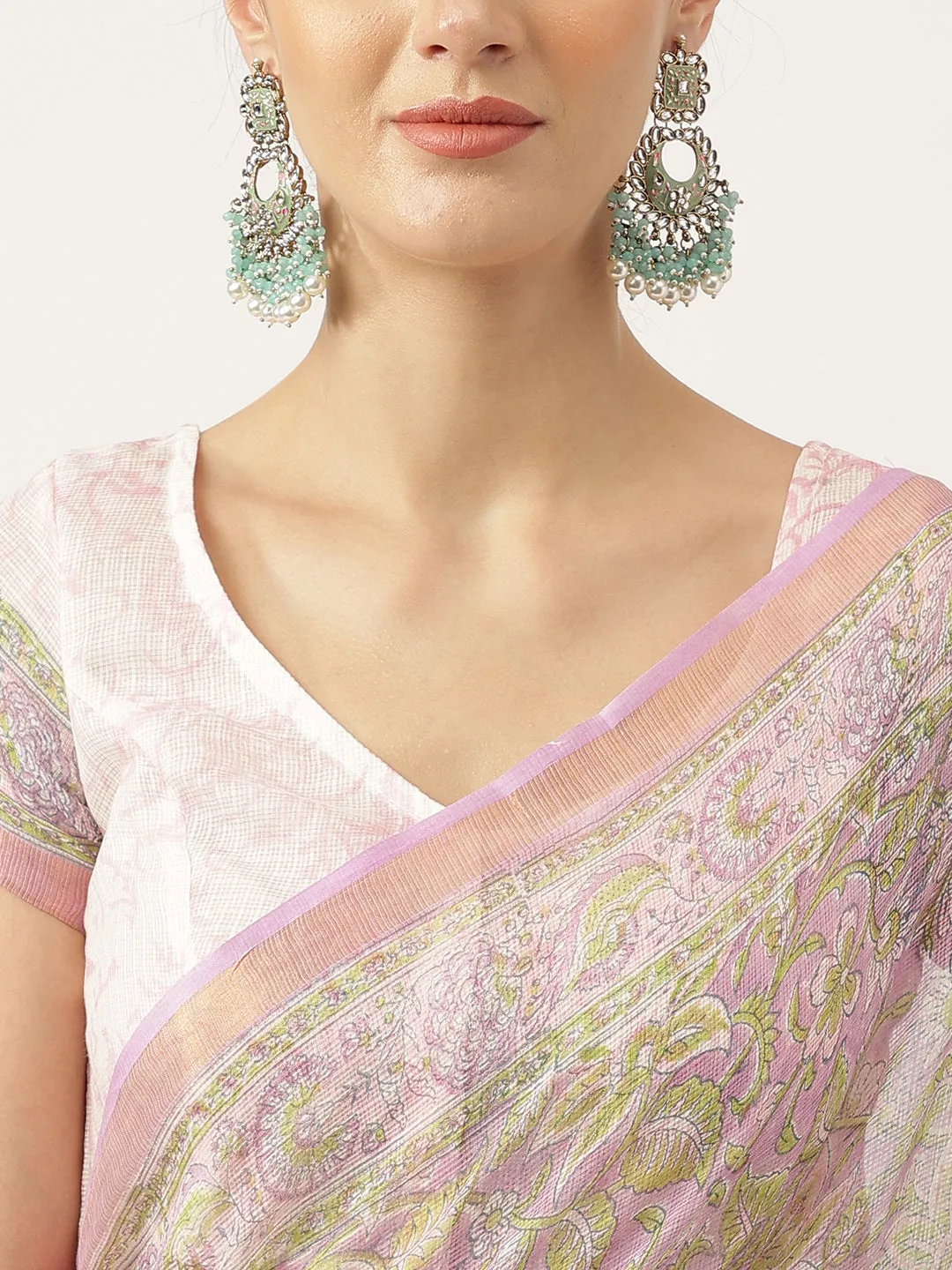 Jashvi Purple HandBlock Kota Doria Saree